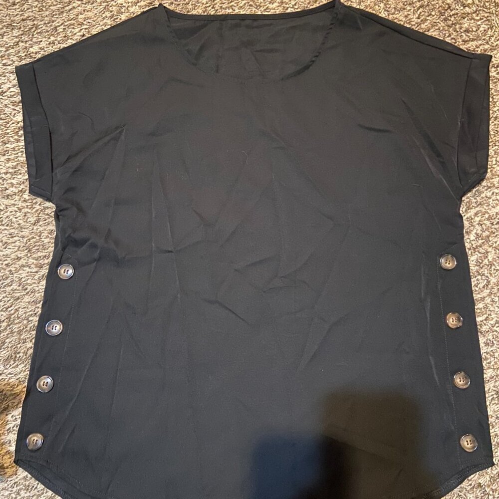 Black Button-Detail Blouse – Minimal & Chic